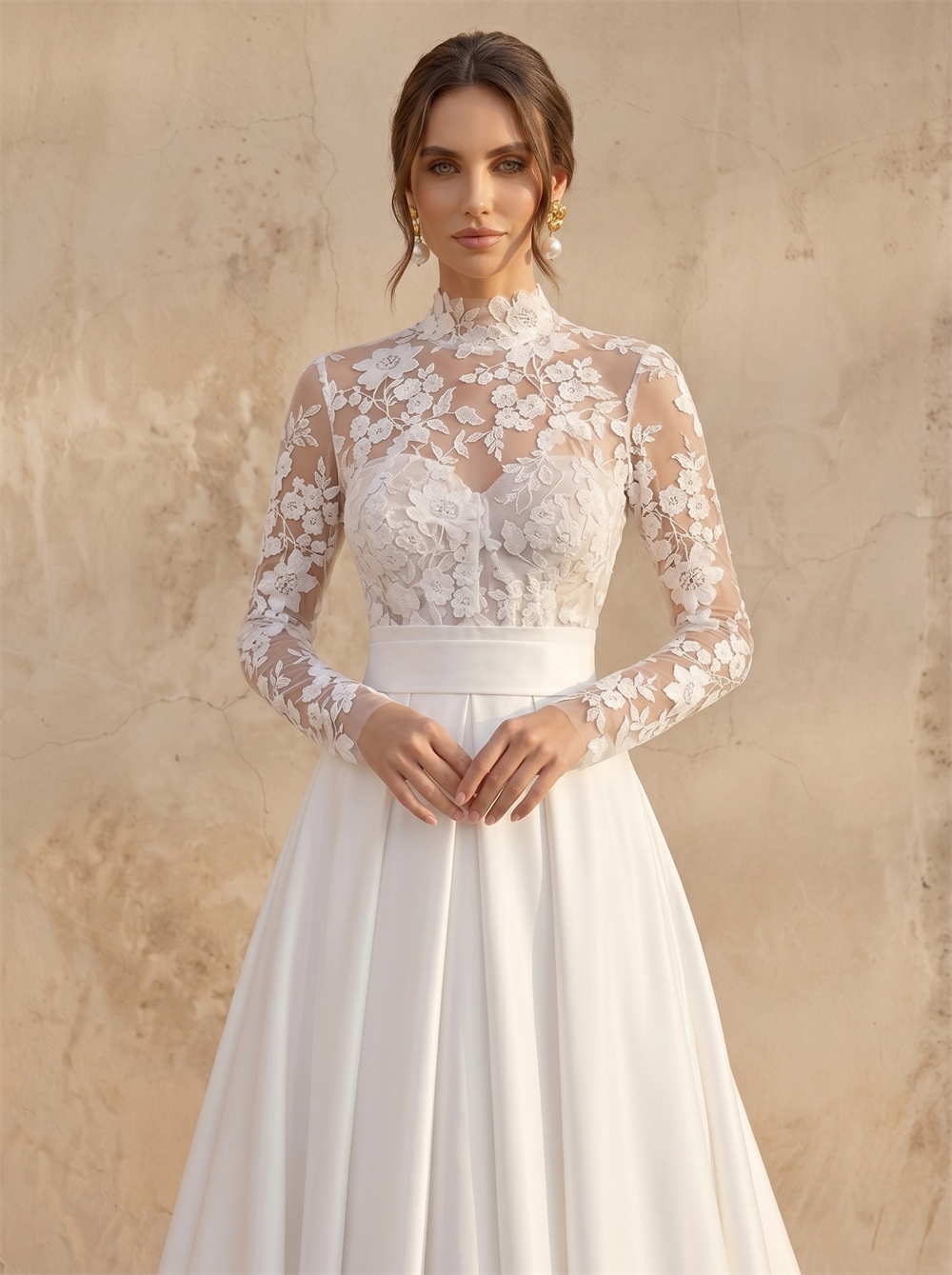 Wide Strap Sweetheart Lace Peplum Corset Satin Mermaid Wedding Dress Lace-Up Back Bridal Dress