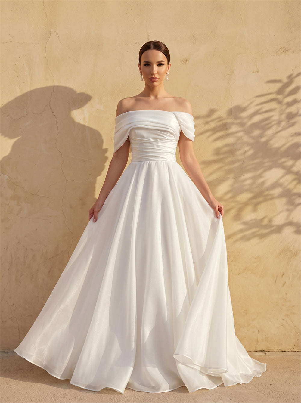 Strapless Sweetheart Ruched Bodice 3D Floral Tulle A Line Wedding Dress Romantic Voluminous Bridal Dress