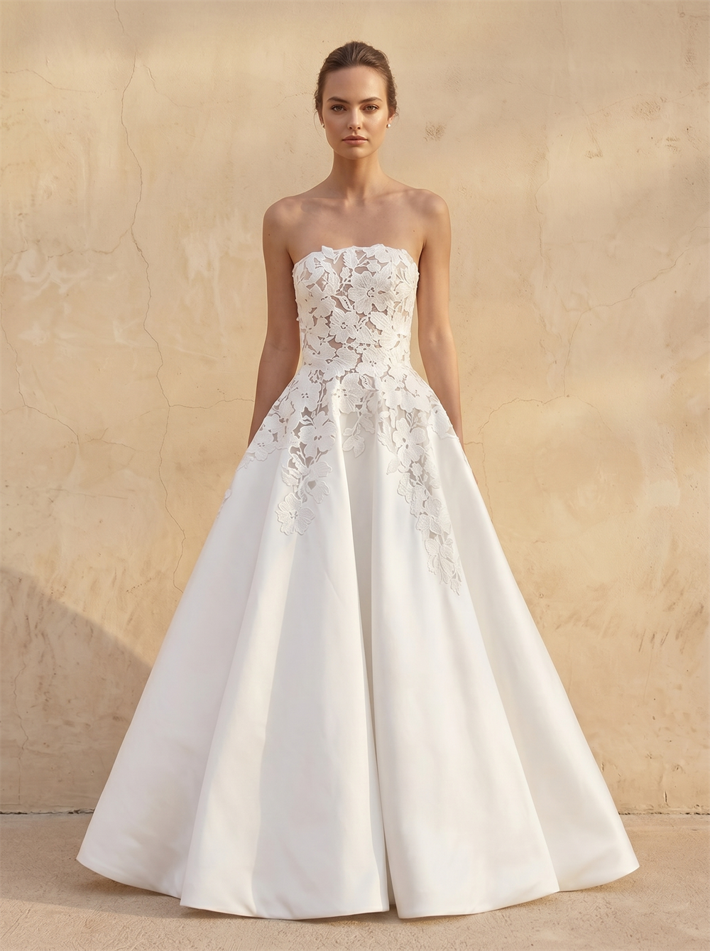 Off Shoulder Beaded Corset Satin A Line Wedding Dress Adjustable Lace Up Back Ball Gown Bridal Dress